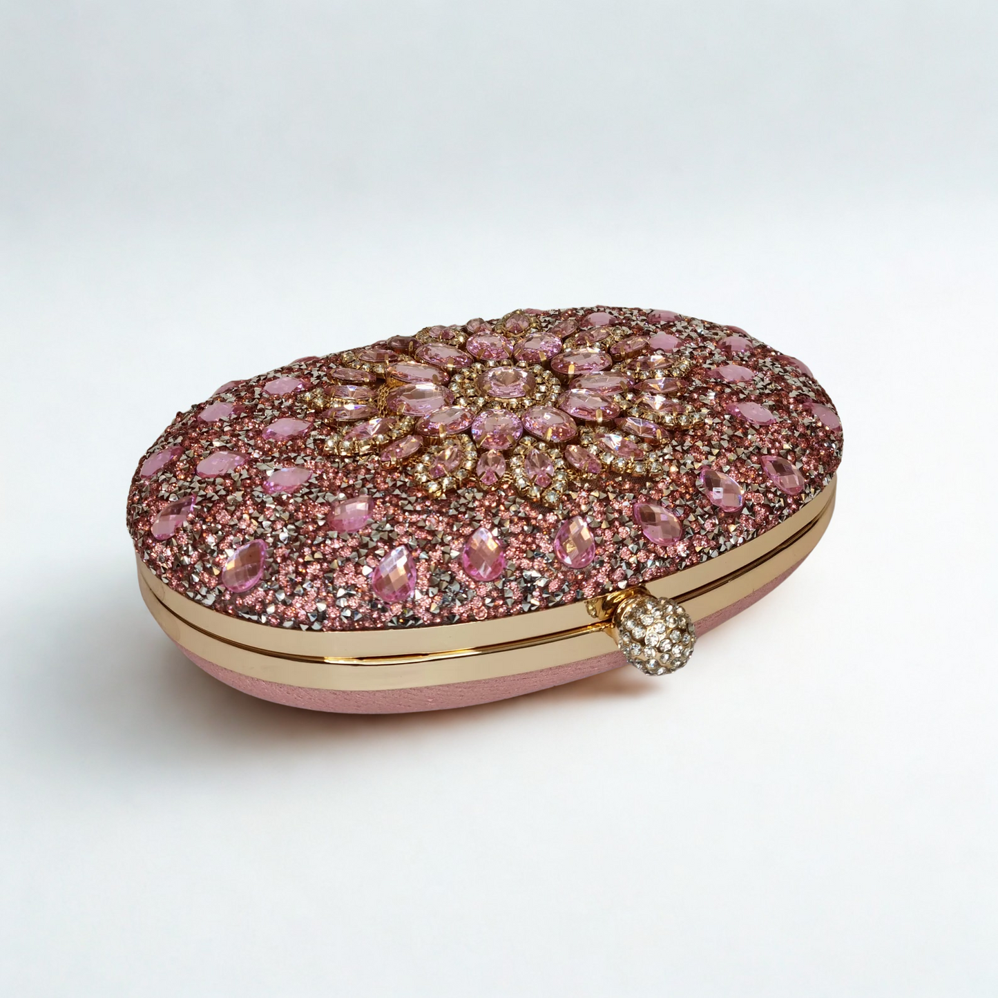 Crystal Diamonds Embellished Silver Clutch