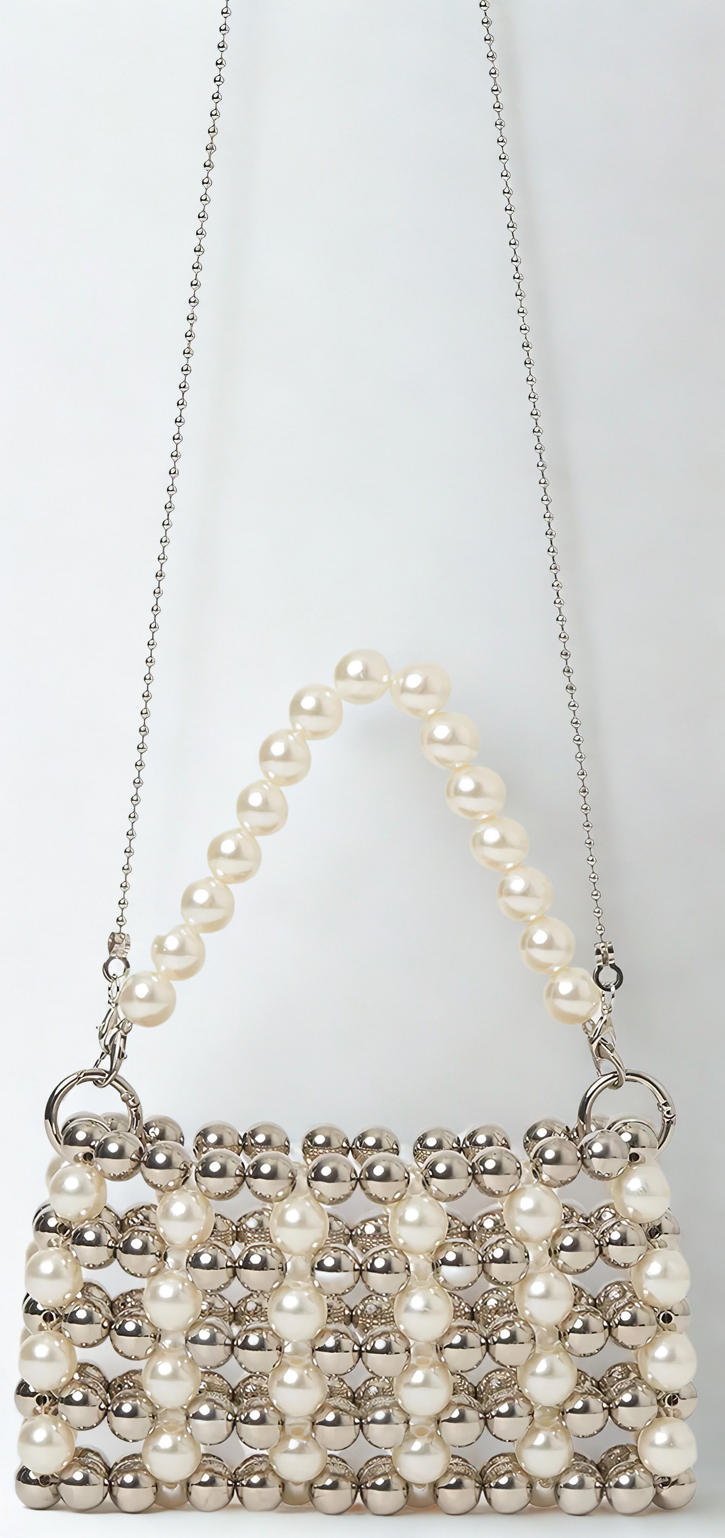 Cream & Silver Pearl Handbag | Rare