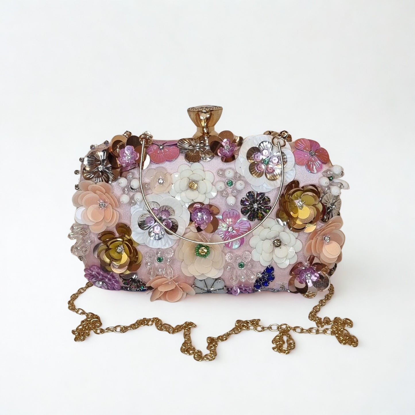 Florals and Crystals Embellished Clutch