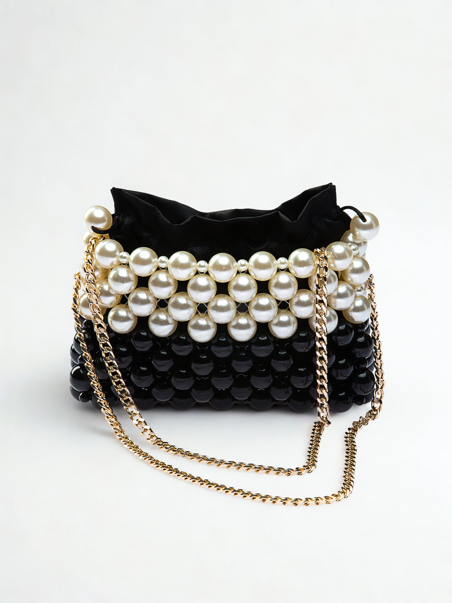 Pearl and Black Bead Bag