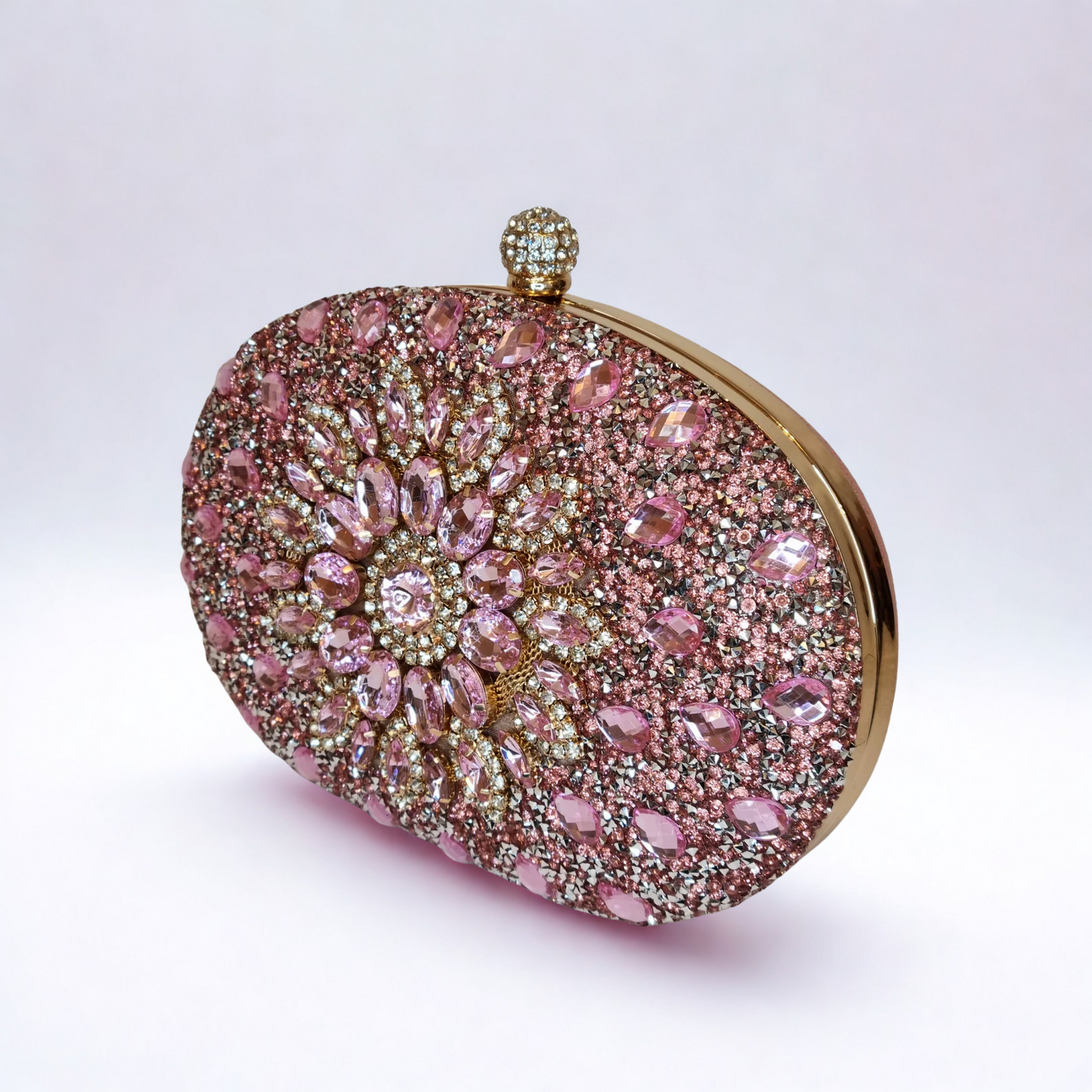 Crystal Diamonds Embellished Silver Clutch