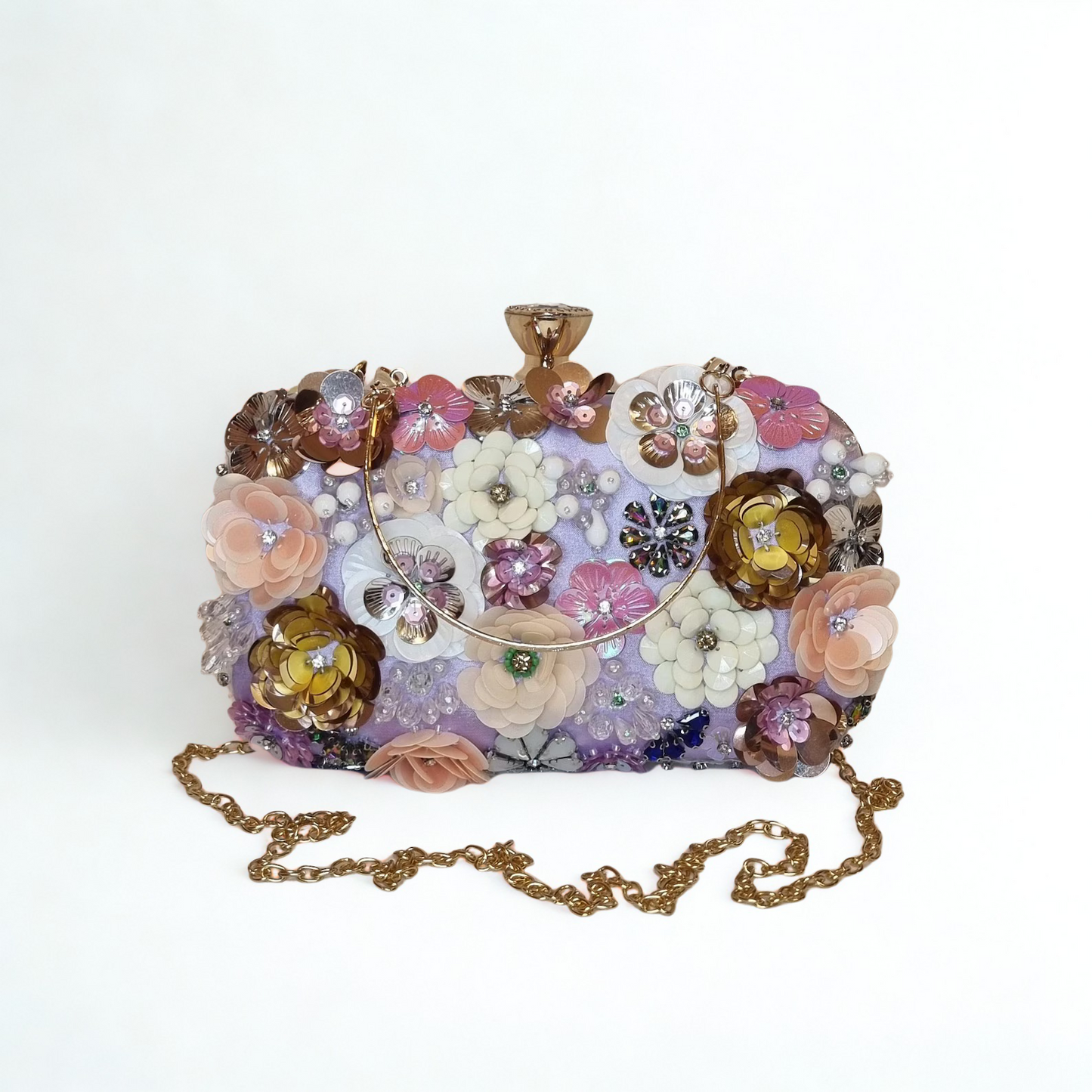 Florals and Crystals Embellished Clutch