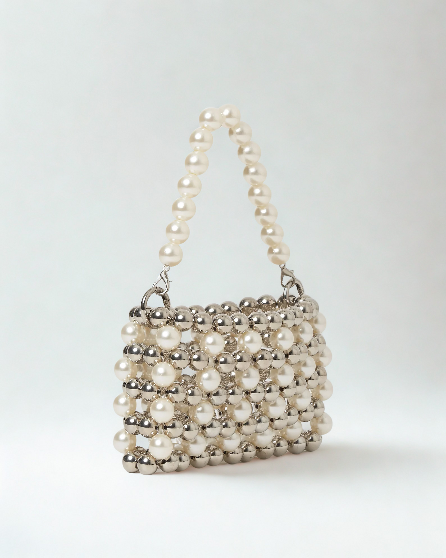 Cream & Silver Pearl Handbag | Rare
