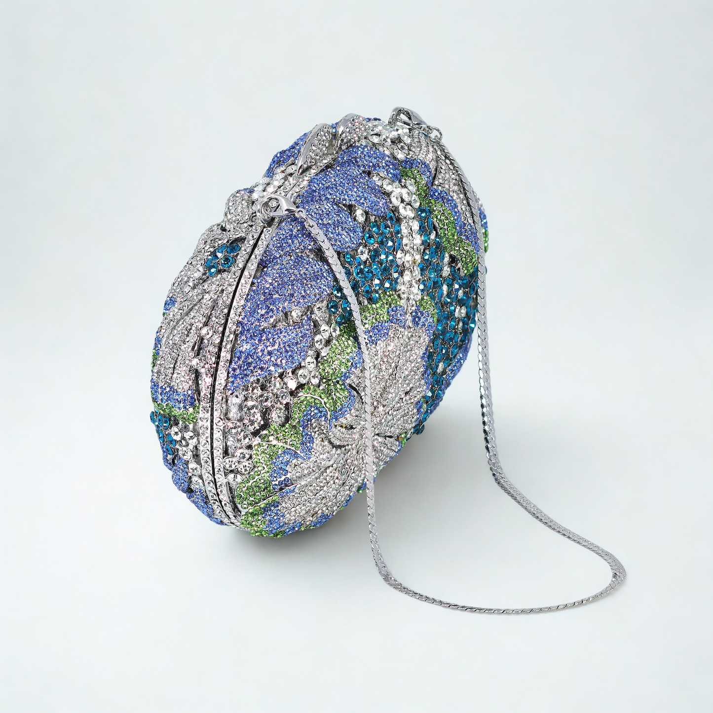Silver Blue Lilly Of Green Heavenly Garden Clutch