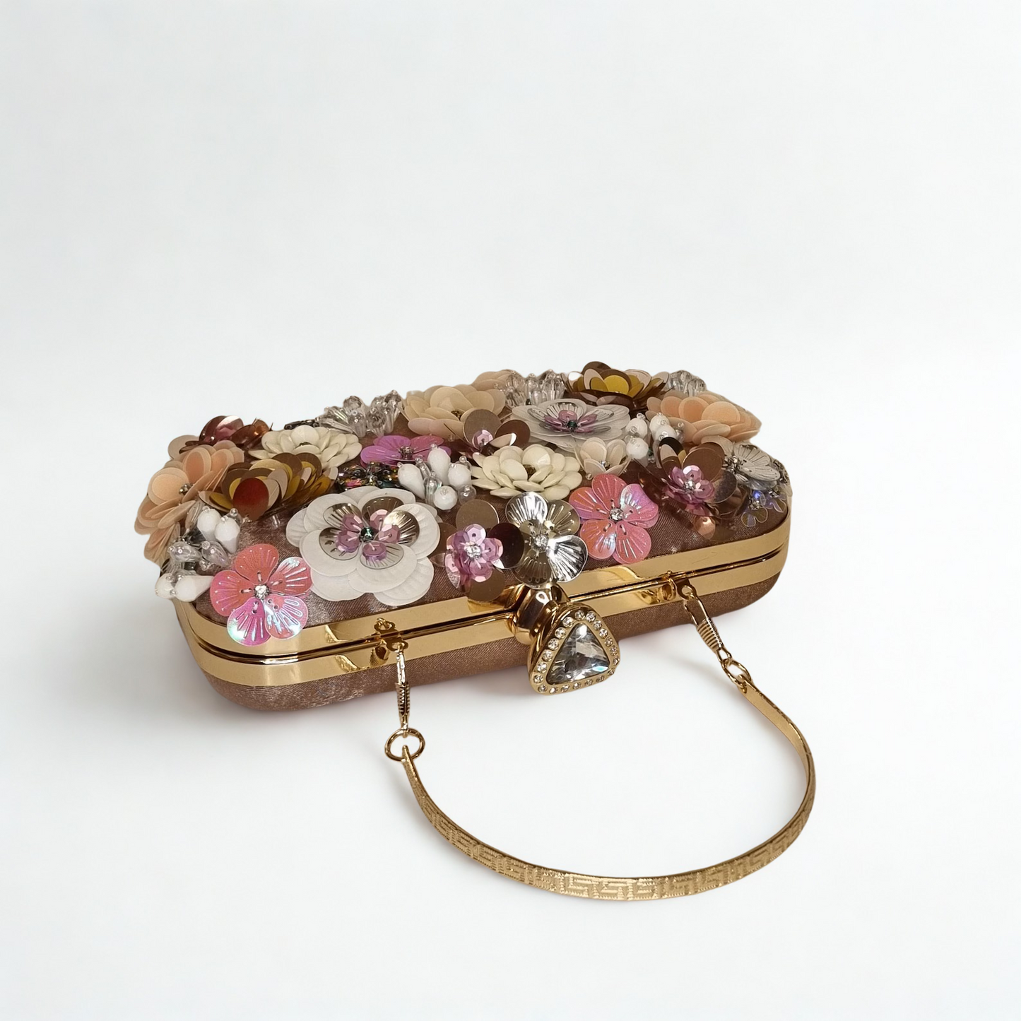 Florals and Crystals Embellished Clutch