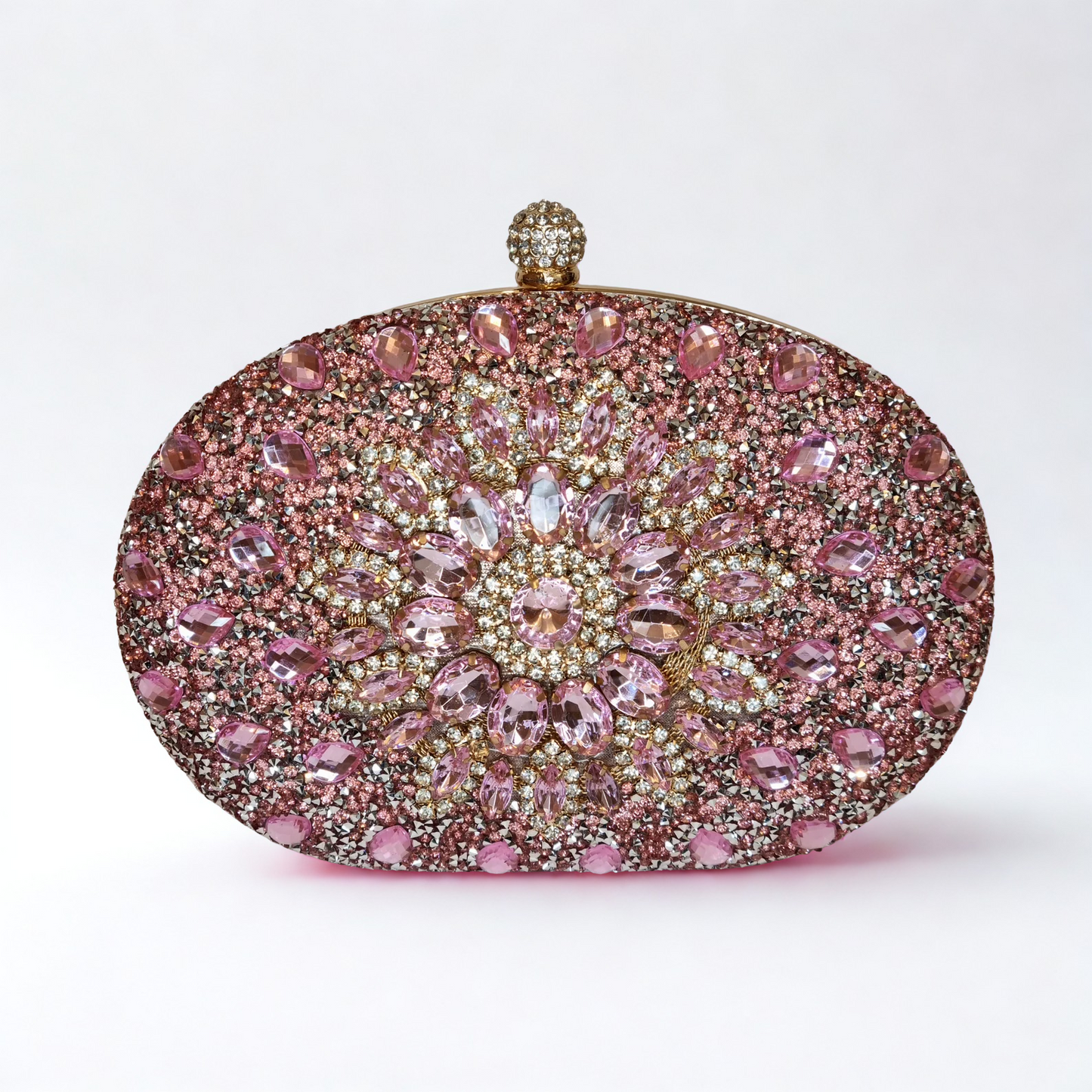 Crystal Diamonds Embellished Silver Clutch