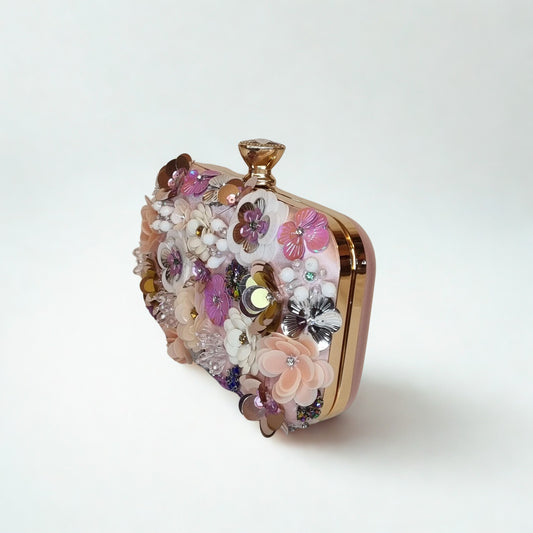 Florals and Crystals Embellished Clutch