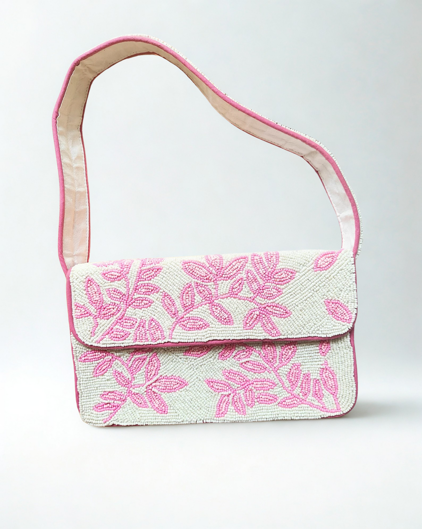 Pink Beaded Shoulder Bag