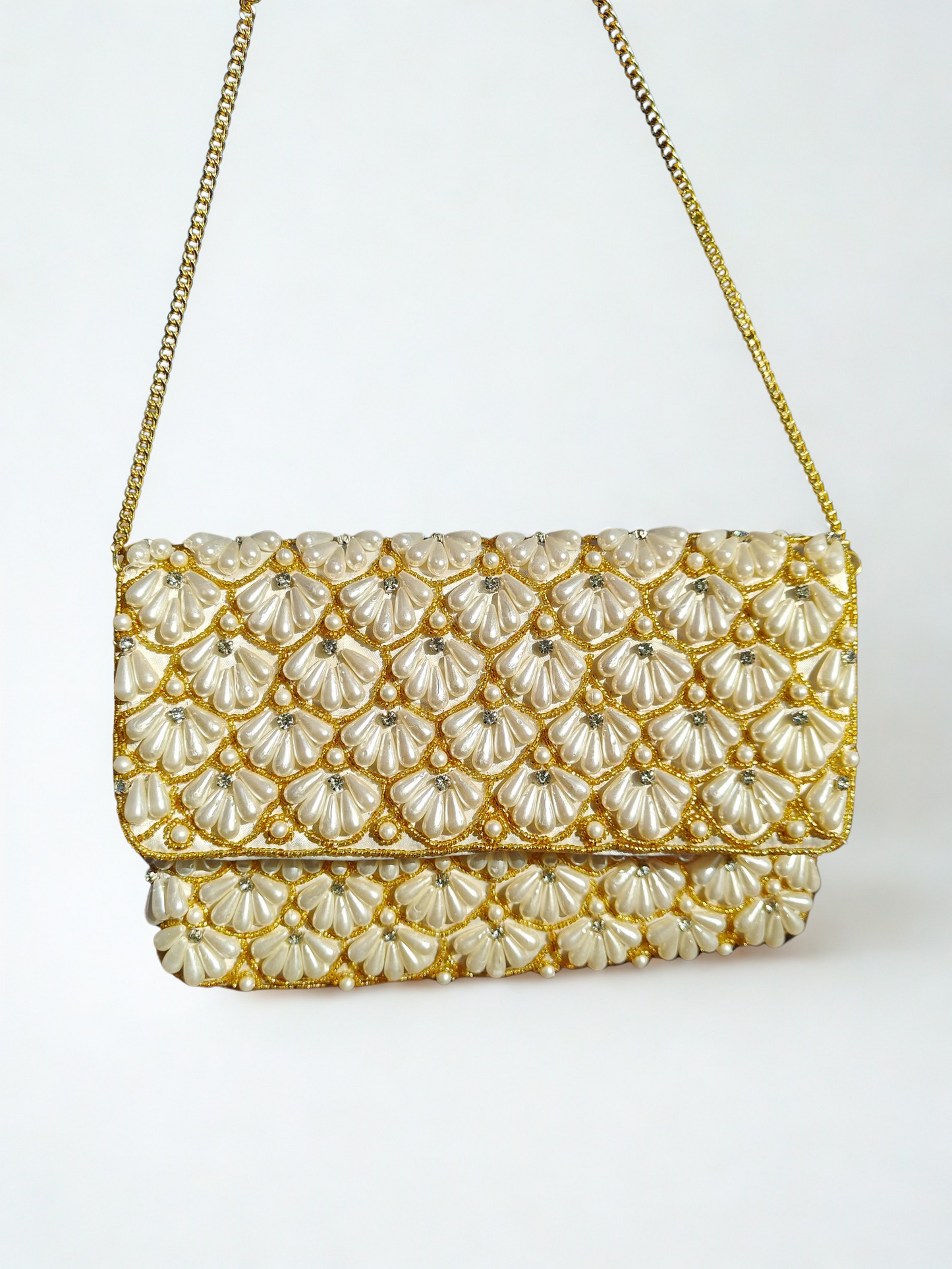 Pearl Gold Beaded Purse