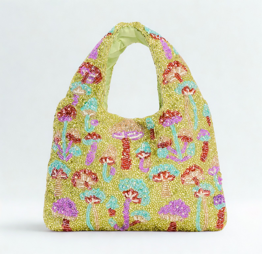 Beaded Floral Mini Bucket Bag | Rare