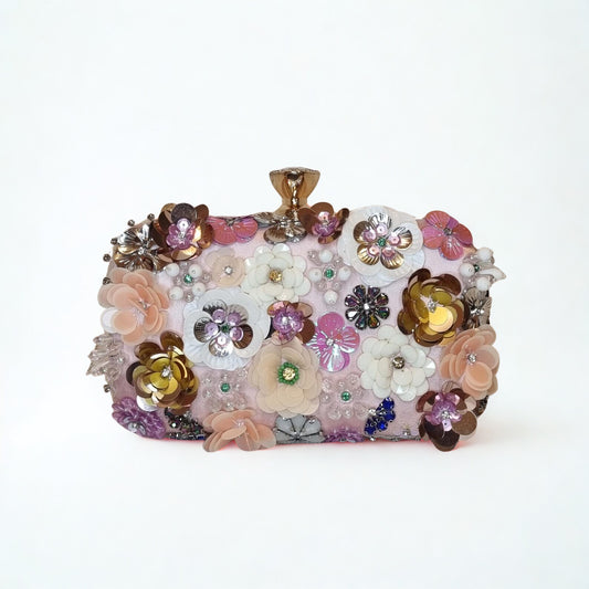 Florals and Crystals Embellished Clutch