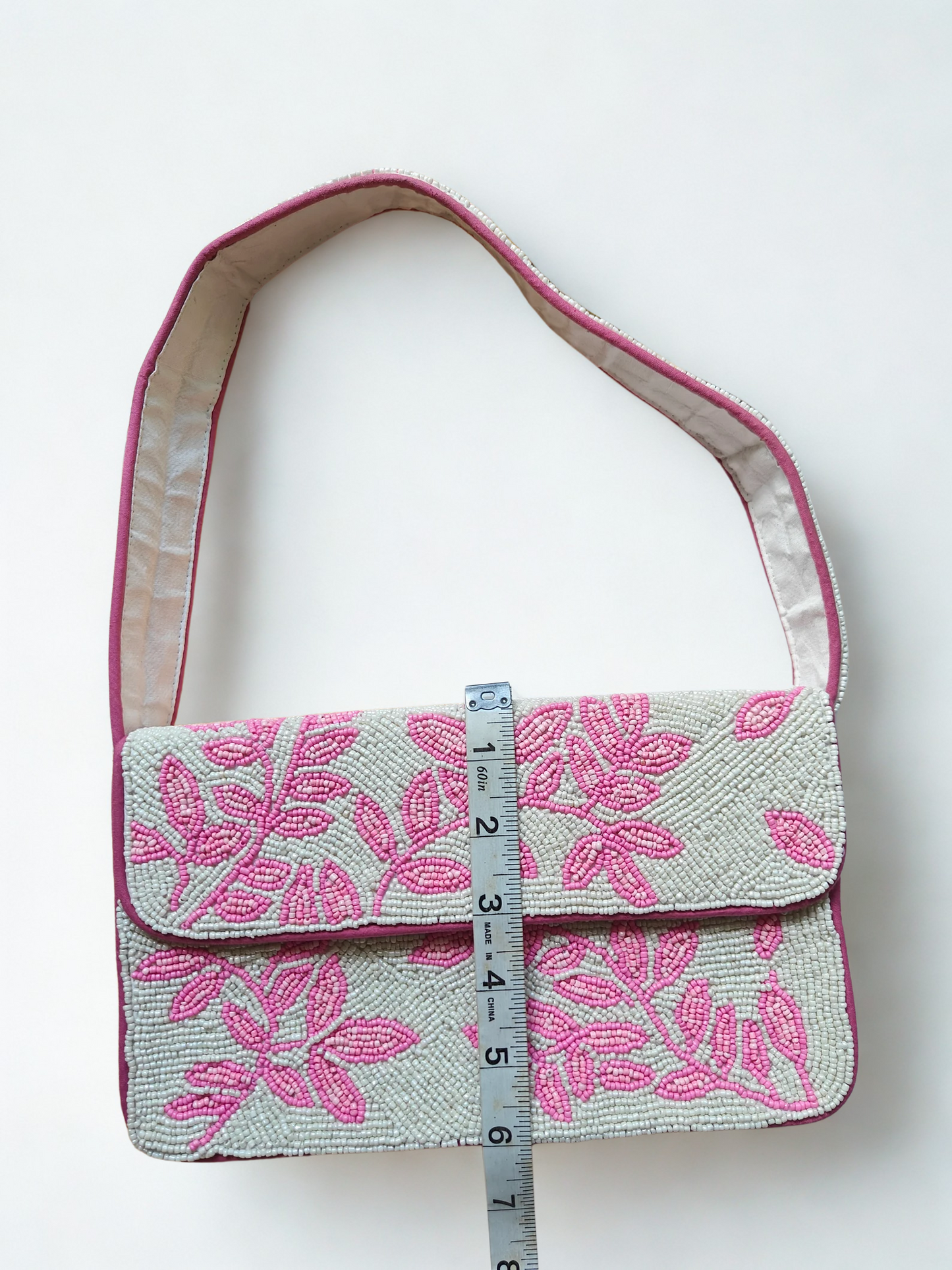 Pink Beaded Shoulder Bag