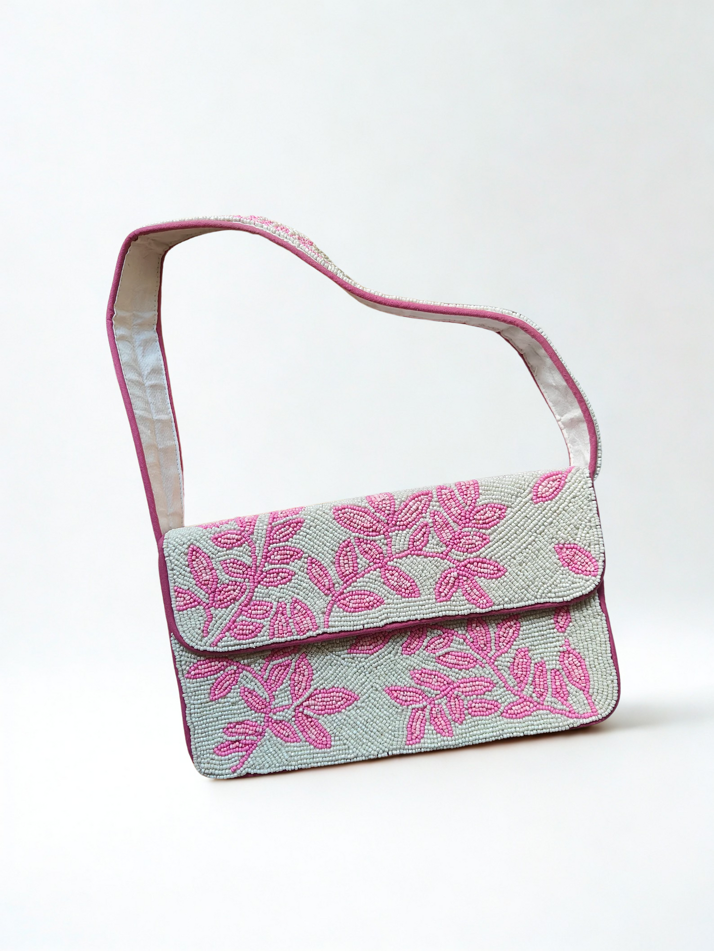 Pink Beaded Shoulder Bag