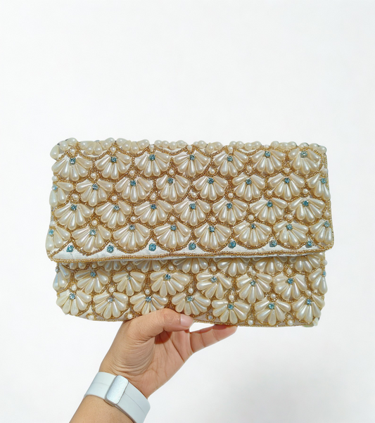 Pearl Gold Beaded Purse