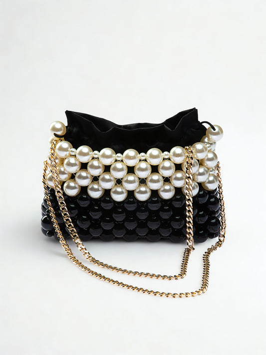 Pearl and Black Bead Bag