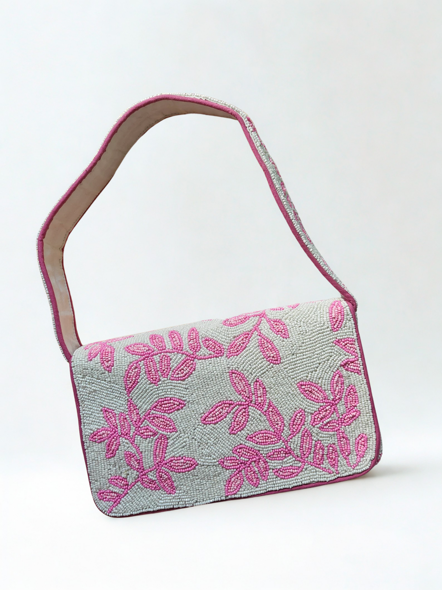 Pink Beaded Shoulder Bag