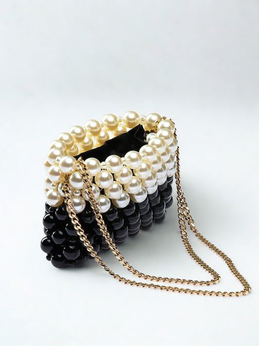 Pearl and Black Bead Bag
