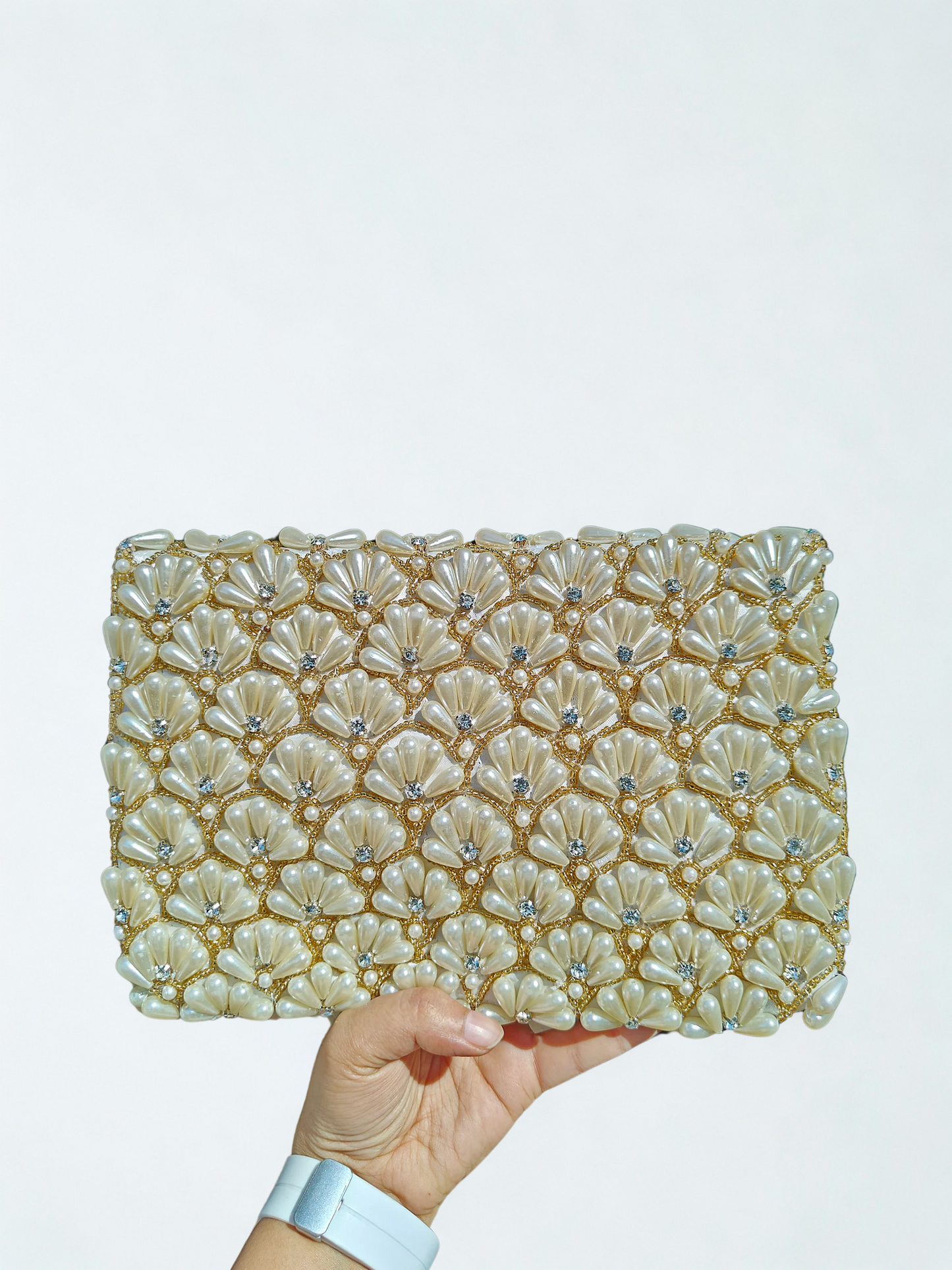 Pearl Gold Beaded Purse