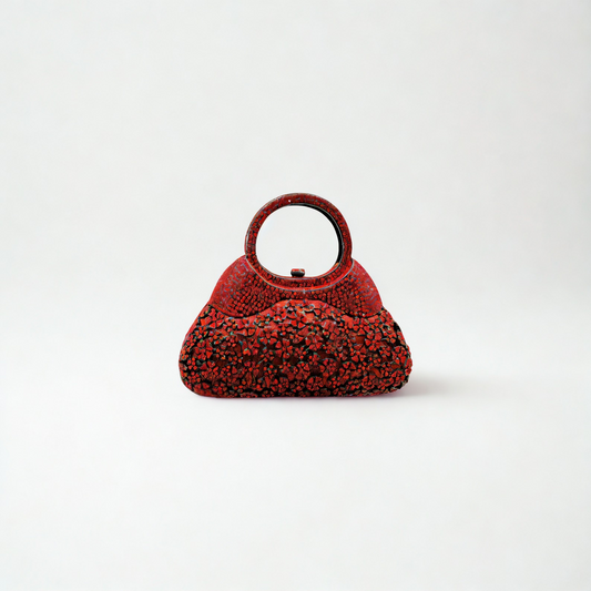 Handmade Ruby Purse with Flower Detail