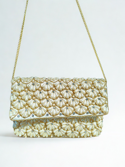 Pearl Gold Beaded Purse