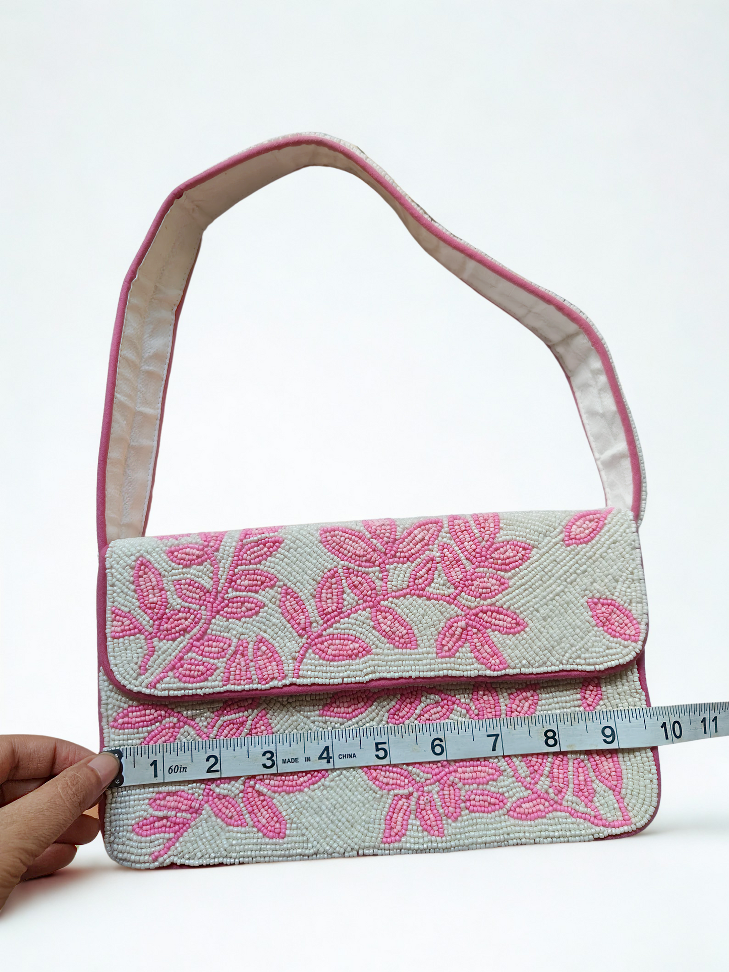 Pink Beaded Shoulder Bag