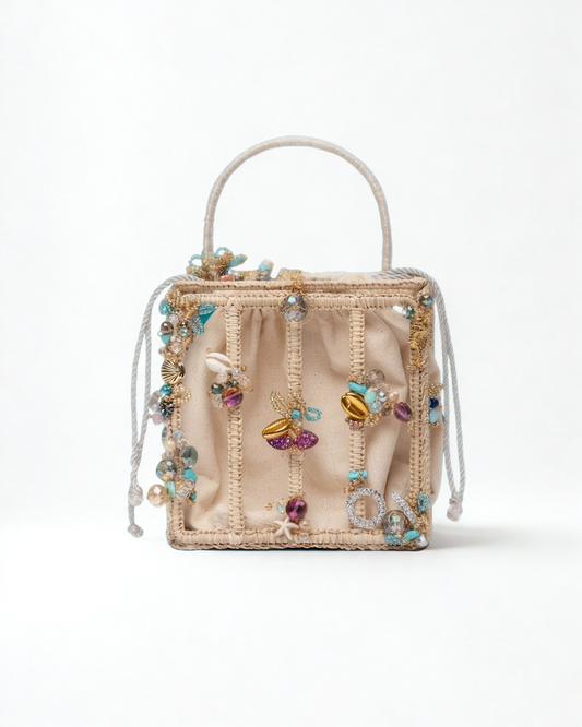 Beaded Palm Woven Bag | Rare