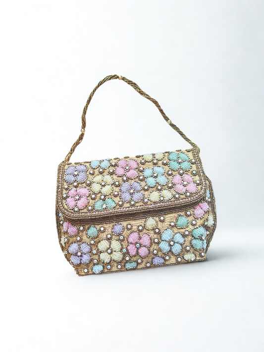 Antique Gold and Pastel Handbag | Rare