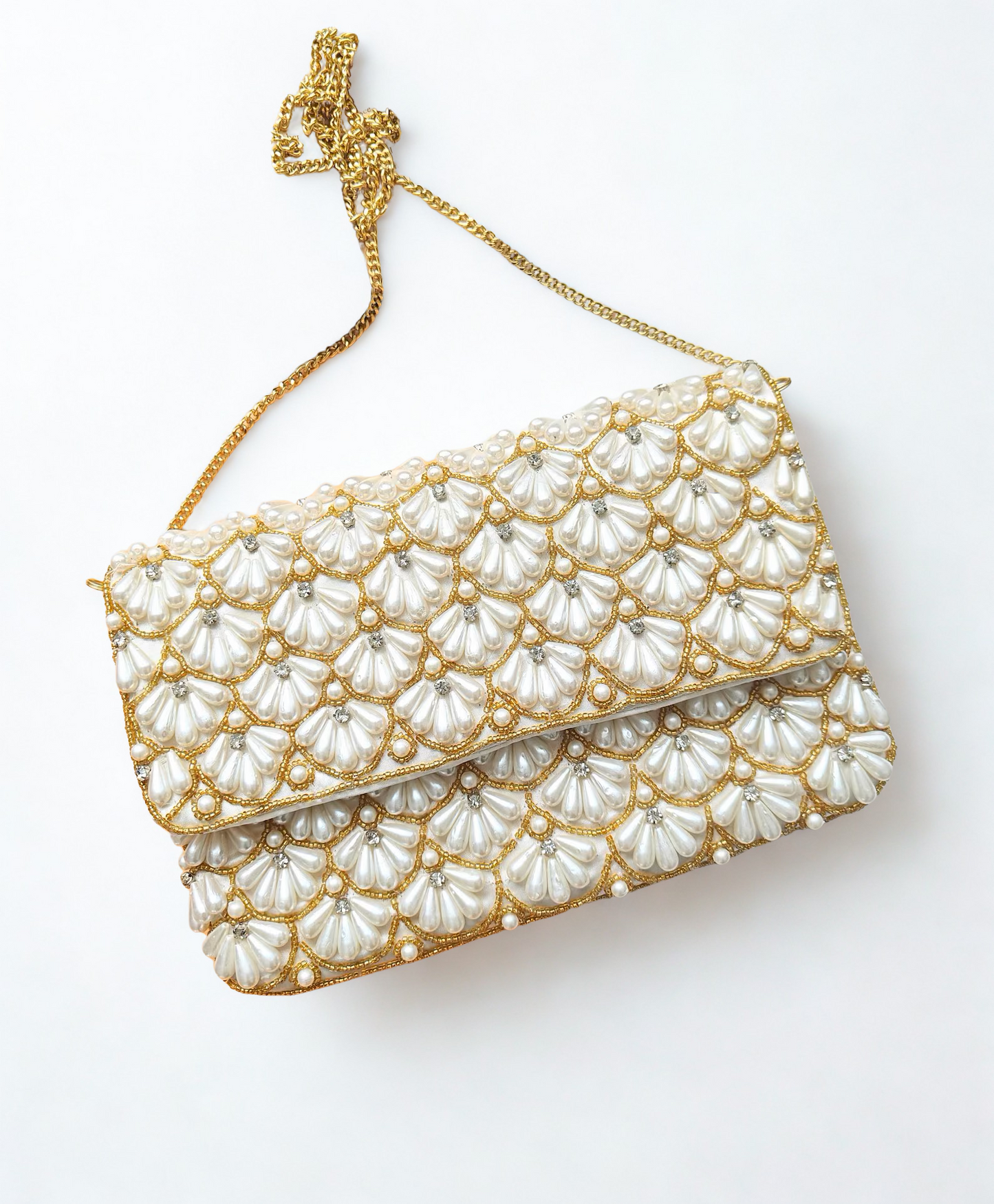 Pearl Gold Beaded Purse